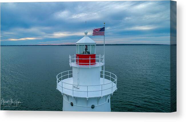 Lighthouse Canvas Print featuring the photograph Sakonnet Lighthouse #1 by Veterans Aerial Media LLC