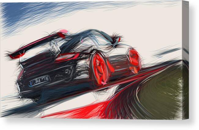 Porsche Canvas Print featuring the digital art Porsche 911 GT3 RS Draw #11 by CarsToon Concept