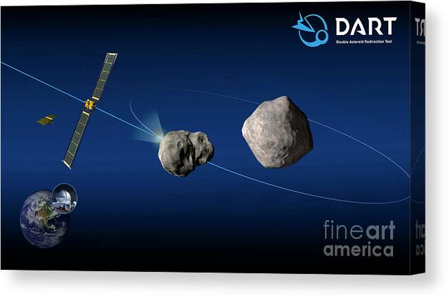 Approaching Canvas Print featuring the photograph Nasa Dart Asteroid Mission #2 by Nasa/johns Hopkins Apl/science Photo Library