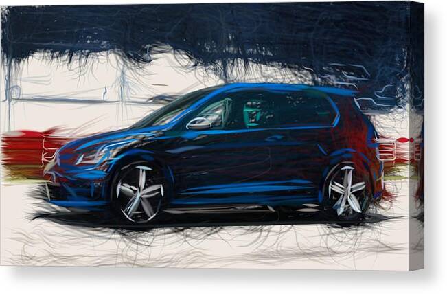 Volkswagen Canvas Print featuring the digital art Volkswagen Golf R Drawing #3 by CarsToon Concept