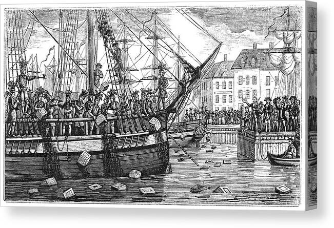1773 Canvas Print featuring the drawing Boston Tea Party, 1773 #15 by Granger