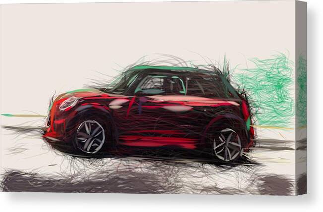 Mini Canvas Print featuring the digital art Mini Cabrio Draw #5 by CarsToon Concept
