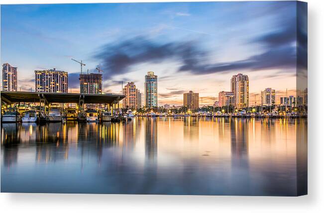 Landscape Canvas Print featuring the photograph St. Petersburg, Florida, Usa Downtown #6 by Sean Pavone