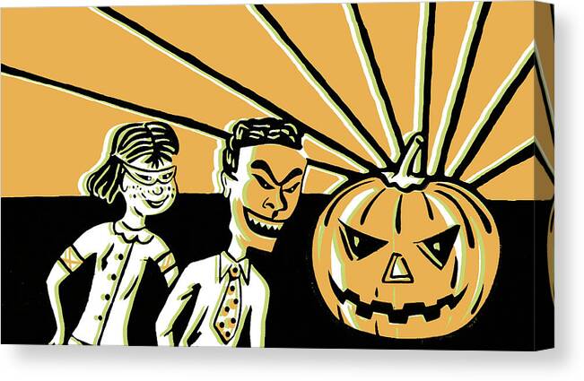 Afraid Canvas Print featuring the drawing Halloween scene #7 by CSA Images