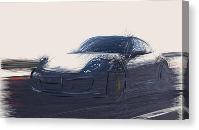 Porsche Canvas Print featuring the digital art Porsche 911 GTS Drawing #9 by CarsToon Concept