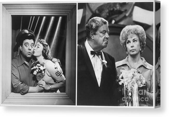 Event Canvas Print featuring the photograph Actors Jackie Gleason And Audrey by Bettmann