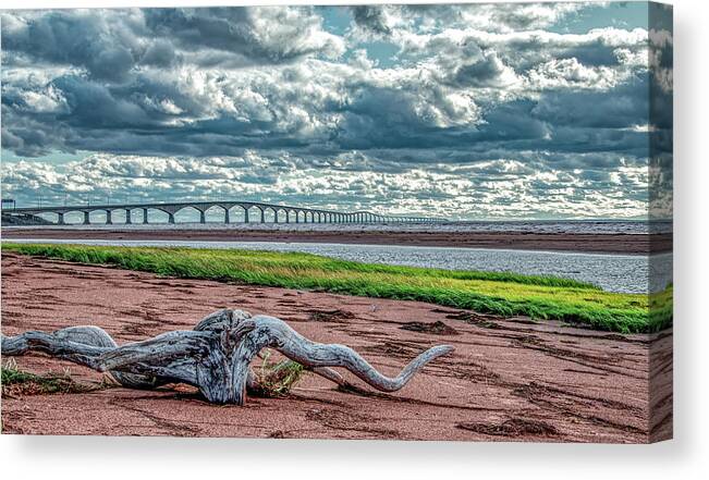 Confederation Bridge Canvas Print featuring the photograph After the Hurricane at Confederation Bridge by Marcy Wielfaert