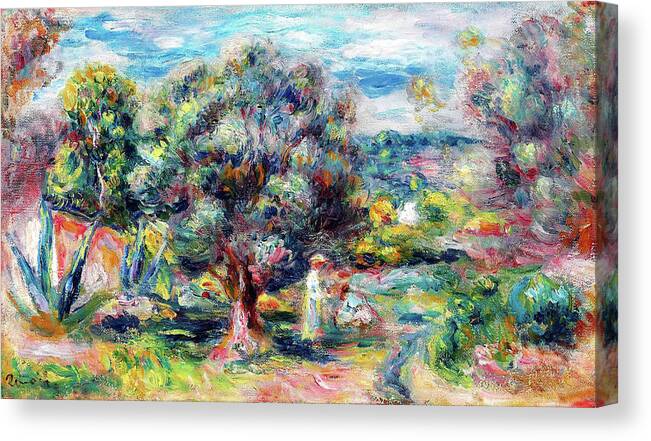 Pierre-auguste Renoir Canvas Print featuring the painting Aloe, picking in Cagnes - Digital Remastered Edition by Pierre-Auguste Renoir