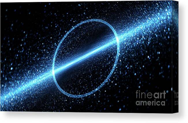 Lens Canvas Print featuring the photograph Artificial Gravitational Lens by Sakkmesterke/science Photo Library