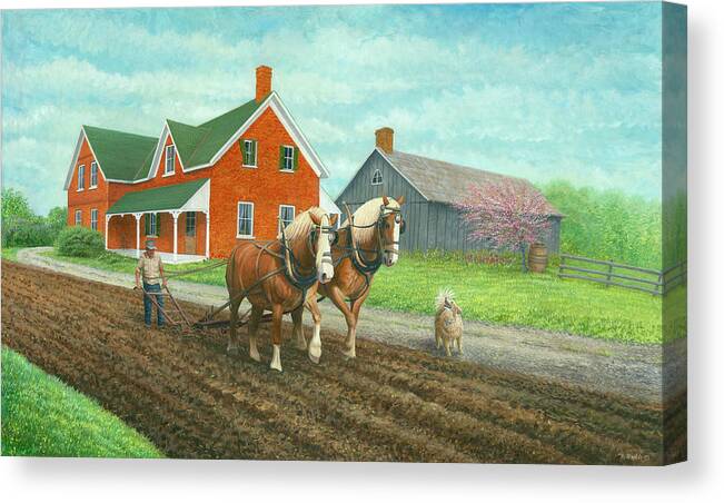 Horses Canvas Print featuring the painting Blessing Of Spring by Kevin Dodds