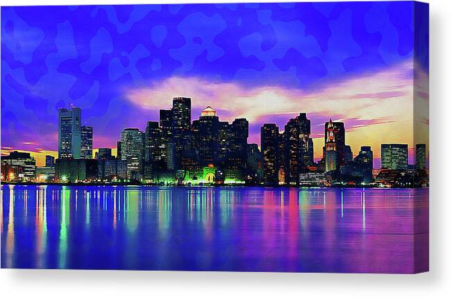 Boston Canvas Print featuring the painting Boston, Panorama - 14 by AM FineArtPrints