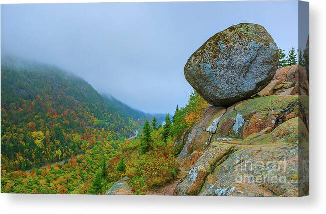 Acadia National Park Canvas Print featuring the photograph Bubble Rock, Maine by Henk Meijer Photography