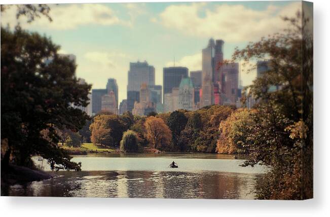 Tranquility Canvas Print featuring the photograph Central Park Pond by Linh H. Nguyen Photography