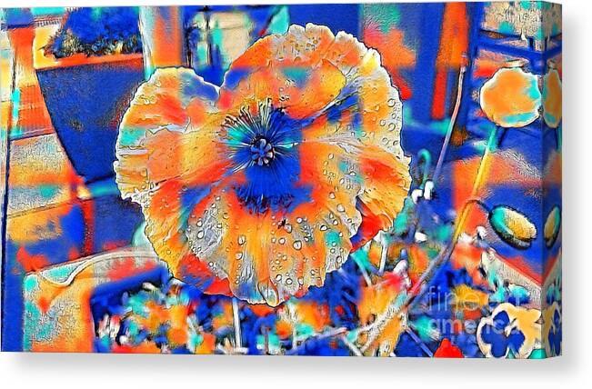 Poppy Canvas Print featuring the mixed media Colorful poppy by Steven Wills