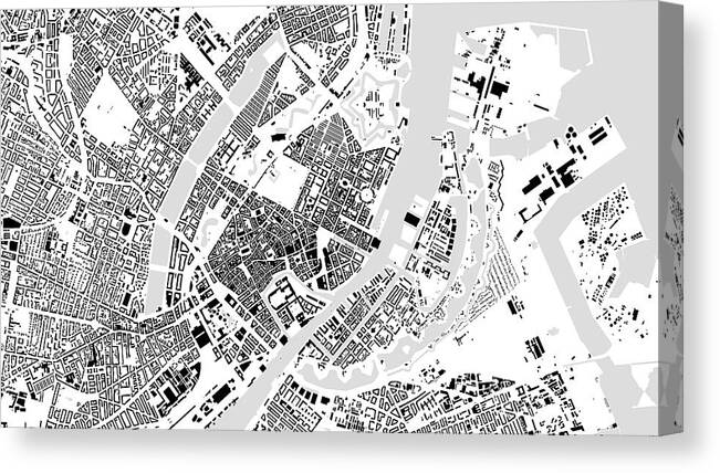 City Canvas Print featuring the digital art Copenhagen building map by Christian Pauschert