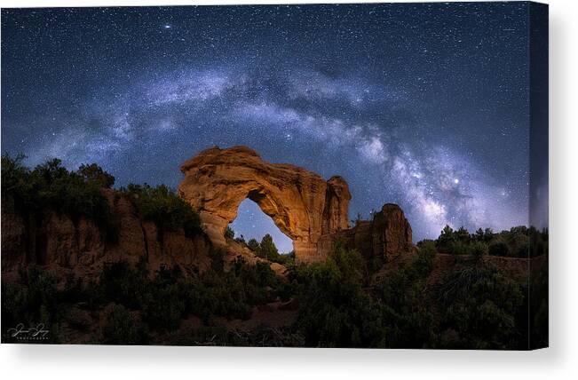 Night Canvas Print featuring the photograph Double Arch, New Mexico by Jennie Jiang