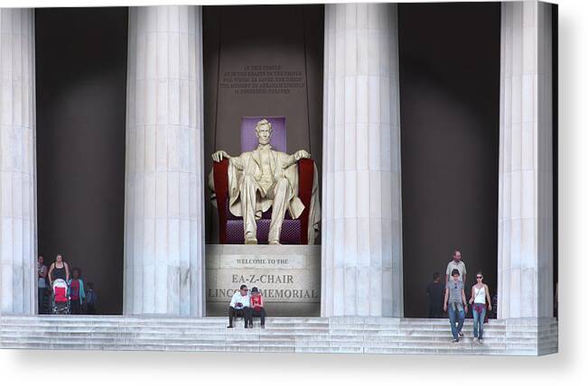 Landmarks Canvas Print featuring the photograph Ea-Z-Chair Lincoln Memorial H D by Mike McGlothlen