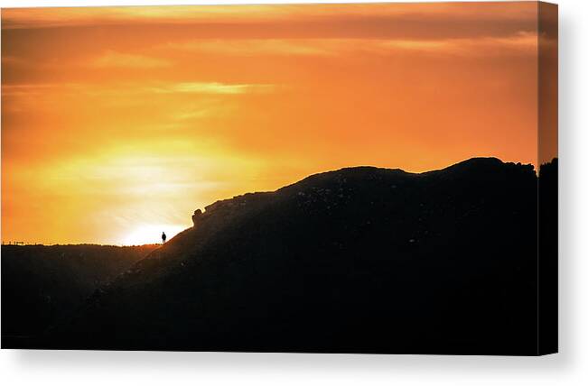 Candid Canvas Print featuring the photograph Enjoining the sunset - Ireland - Color street photography by Giuseppe Milo