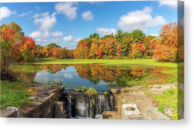 Fall Canvas Print featuring the photograph Factory Pond Fall Reflection by Jack Peterson