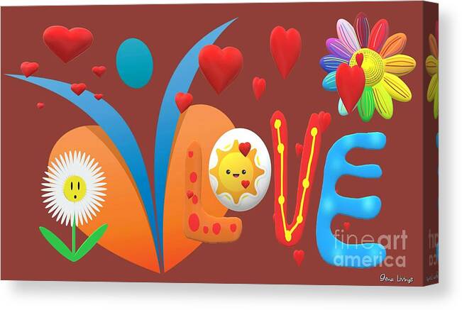  Canvas Print featuring the digital art Flower Love by Gena Livings