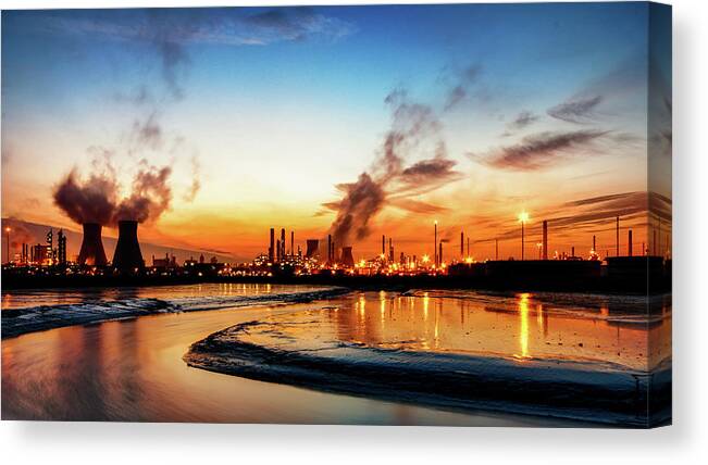 Tranquility Canvas Print featuring the photograph Grangemouth Oil Refinery by Scott Masterton