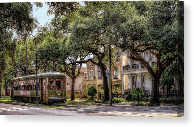 Garden District Canvas Print featuring the photograph Historic St. Charles Streetcar by Susan Rissi Tregoning