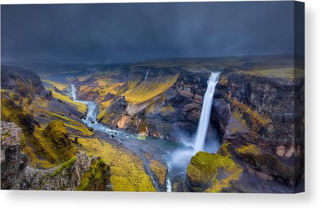 Iceland Canvas Print featuring the photograph Iceland Waterfall by James Bian