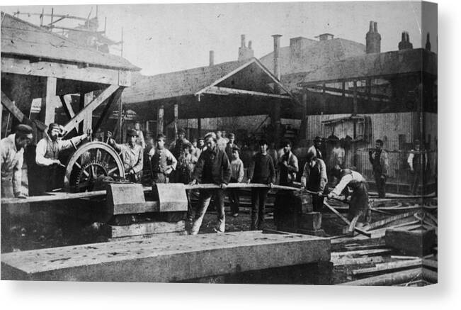 People Canvas Print featuring the photograph Iron Foundry by Hulton Archive
