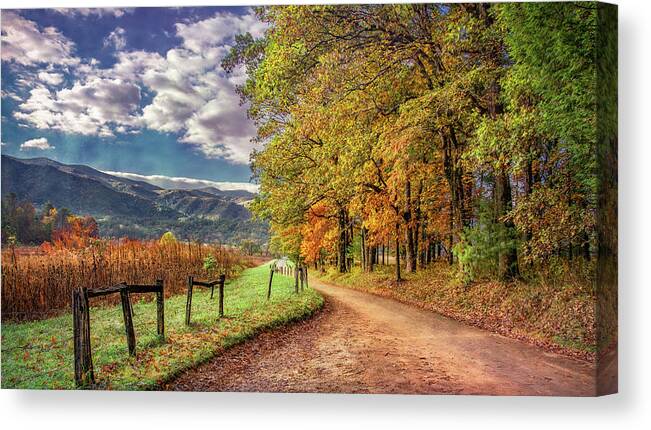 Cades Cove Canvas Print featuring the photograph It's Finally Fall by Marcy Wielfaert