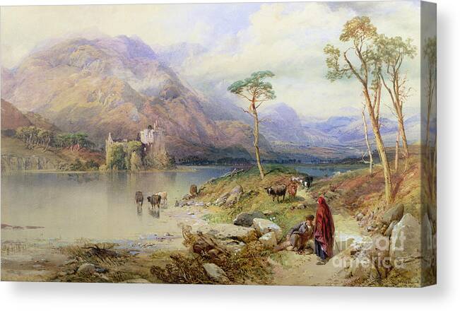 Kilchurn Castle On The Loch Awe Canvas Print featuring the painting Kilchurn Castle on the Loch Awe by Thomas Miles Richardson