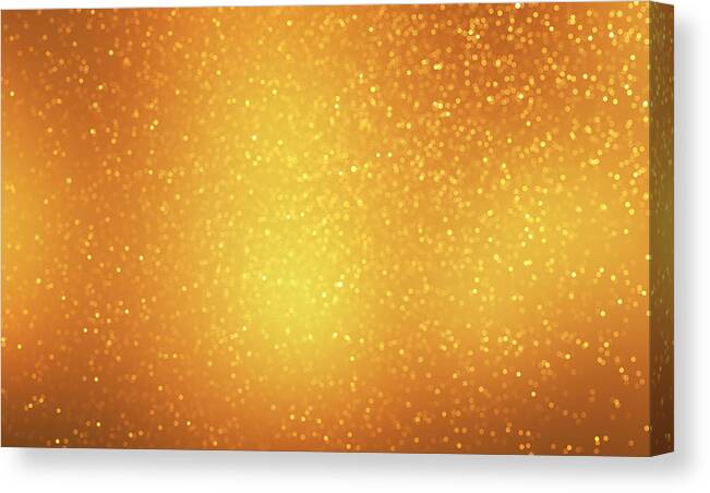 Particle Canvas Print featuring the photograph Light Gold Sparkles On A Darker And by Brainmaster