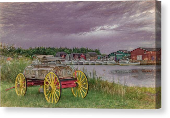 Pei Canvas Print featuring the photograph Lobster Crate Wagon of Malpeque by Marcy Wielfaert