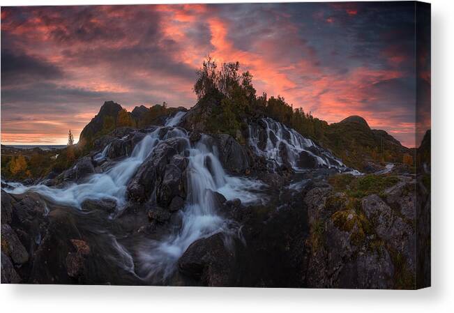 Norway Canvas Print featuring the photograph Lofoten Waterfall by Carlos F. Turienzo