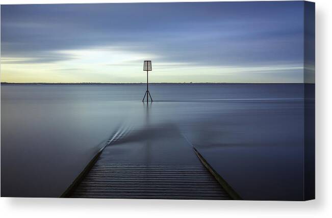 Landscape Canvas Print featuring the photograph Lytham St Annes Lifeboat Jetty. by Antony Rowlands