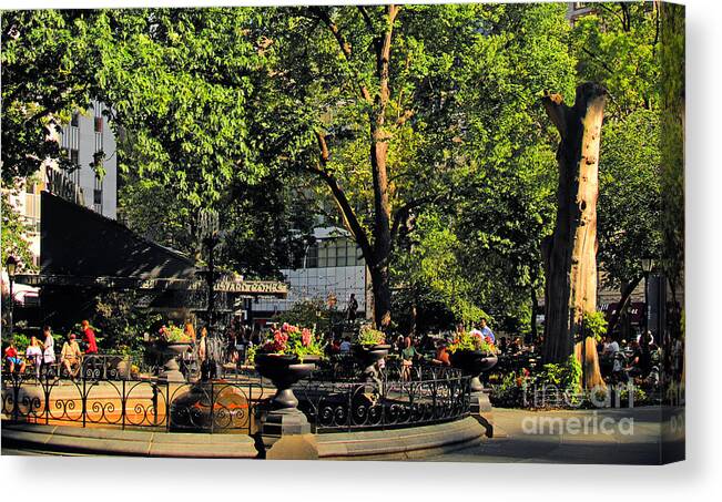 Fountain Canvas Print featuring the photograph Madison Square Park Summer No.2 - A New York Impression by Steve Ember