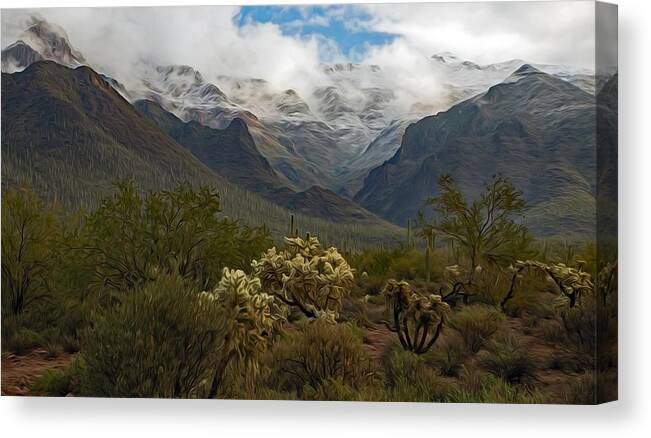 Landscape Canvas Print featuring the photograph Misty Mountain Morning by Hans Brakob