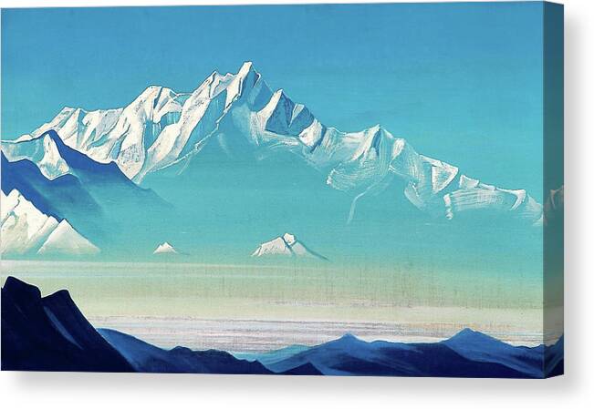 Nicholas Roerich Canvas Print featuring the painting Mount of five treasures - Digital Remastered Edition by Nicholas Roerich