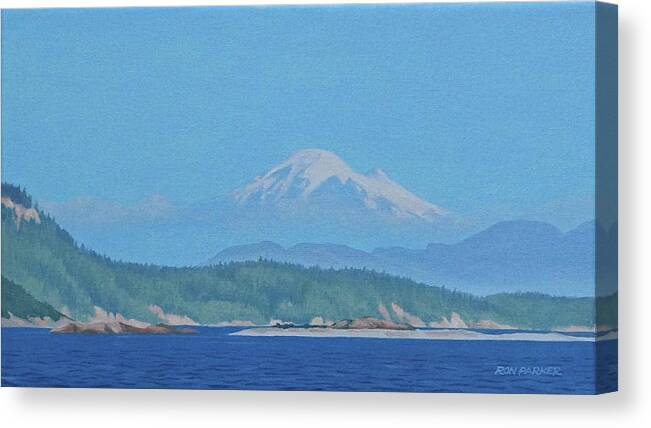 Snow Capped Mountain Canvas Print featuring the painting Mt Baker by Ron Parker