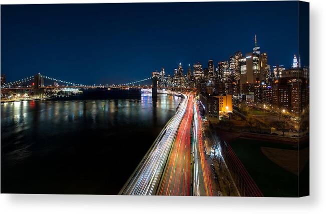 New Canvas Print featuring the photograph New York Light Night by Ken Liang