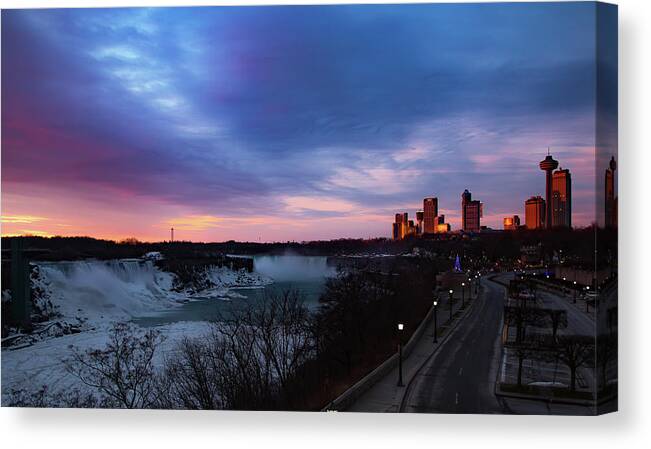 Niagara Falls Canvas Print featuring the photograph Niagara Falls at Sunrise by Lora J Wilson