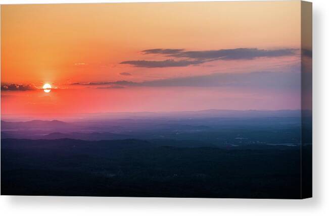 Alabama Canvas Print featuring the photograph Orange Sunset over the Valley - Mt. Cheaha by James-Allen