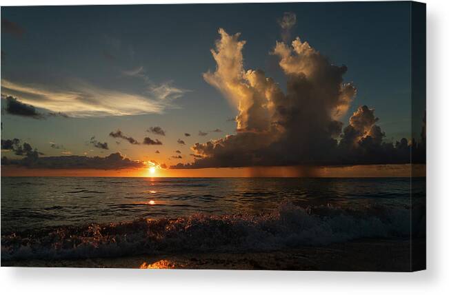 Florida Canvas Print featuring the photograph Pink Crystal Splash Sunrise 2 Delray Beach Florida by Lawrence S Richardson Jr
