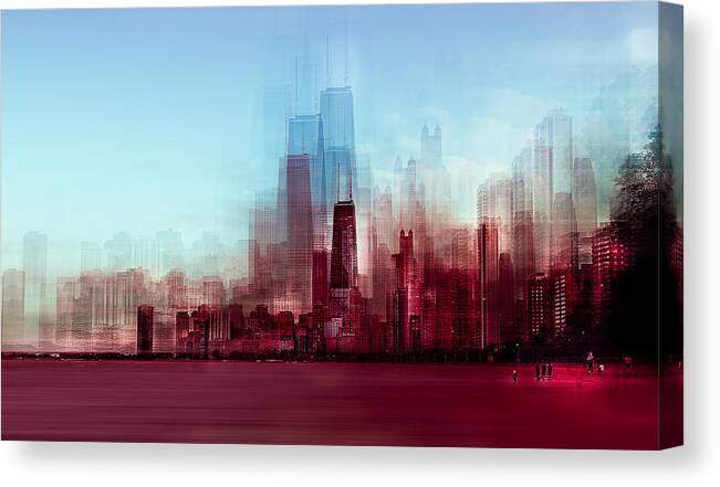 Creative Edit Canvas Print featuring the photograph Red Chicago by Carmine Chiriac