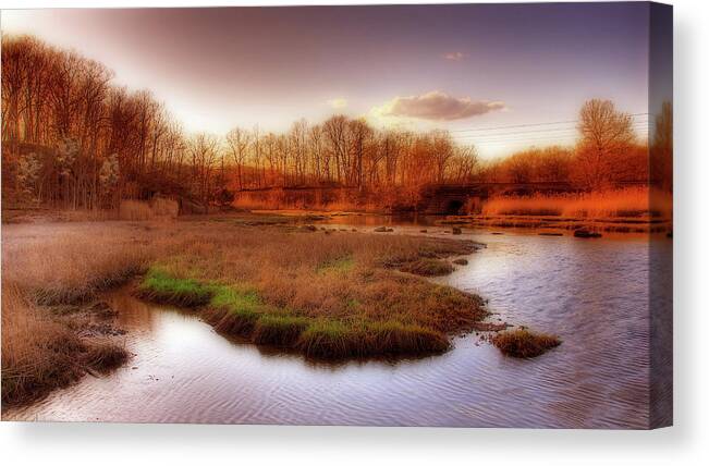Scenics Canvas Print featuring the photograph Salt Marsh In The Sunset by Frank Slack