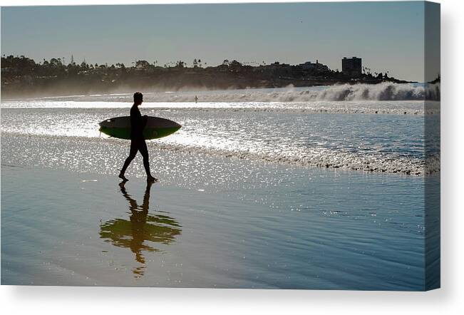 California Canvas Print featuring the photograph Silver Sun Surfer by Local Snaps Photography