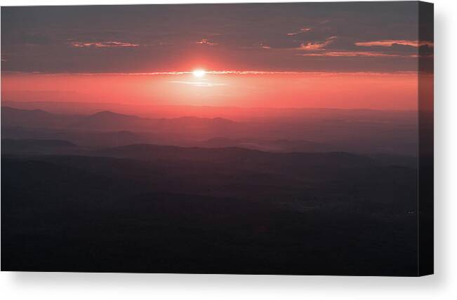 Alabama Canvas Print featuring the photograph Smooth Alabama Sunset - from Atop Mt. Cheaha by James-Allen