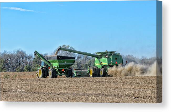 John Deere Canvas Print featuring the photograph Soybean Harvest Max by Jim Thompson