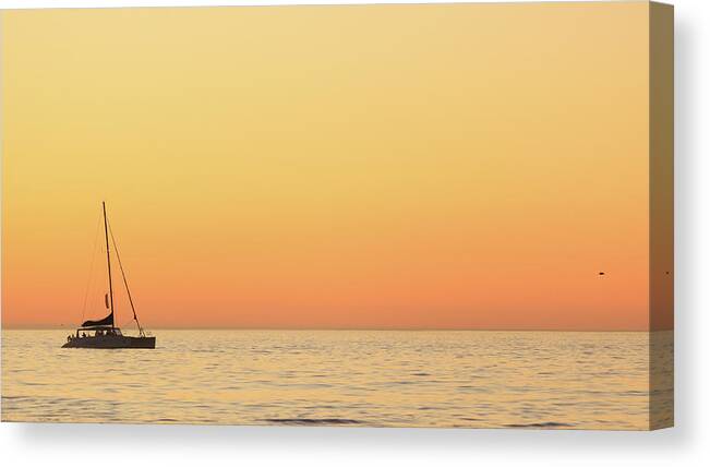 Clear Sky Canvas Print featuring the photograph Sunset Cruise At Cape Town by Tony Hawthorne