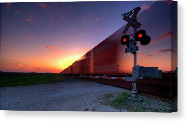Freight Transportation Canvas Print featuring the photograph Sunset Freight by Northern Pike