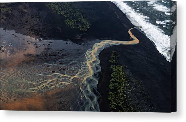 Iceland Canvas Print featuring the photograph The Brown Snake by Marc Pelissier